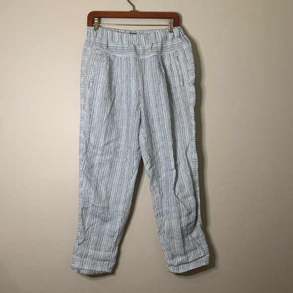 Anthropologie 100% Linen Striped Slouchy Fit Pant S - Picture 4 of 11